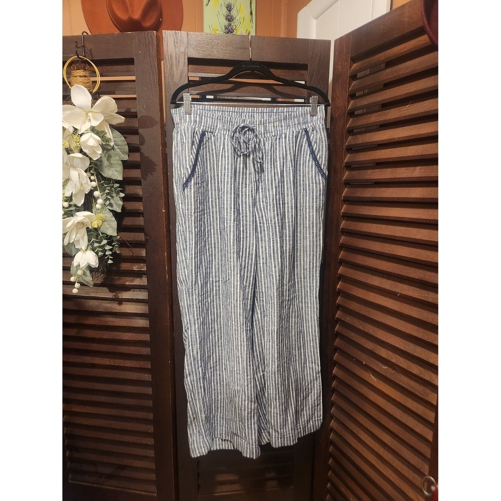 ⛱️🔥Briggs New York - Blue & White Striped Wide Leg Pants - L